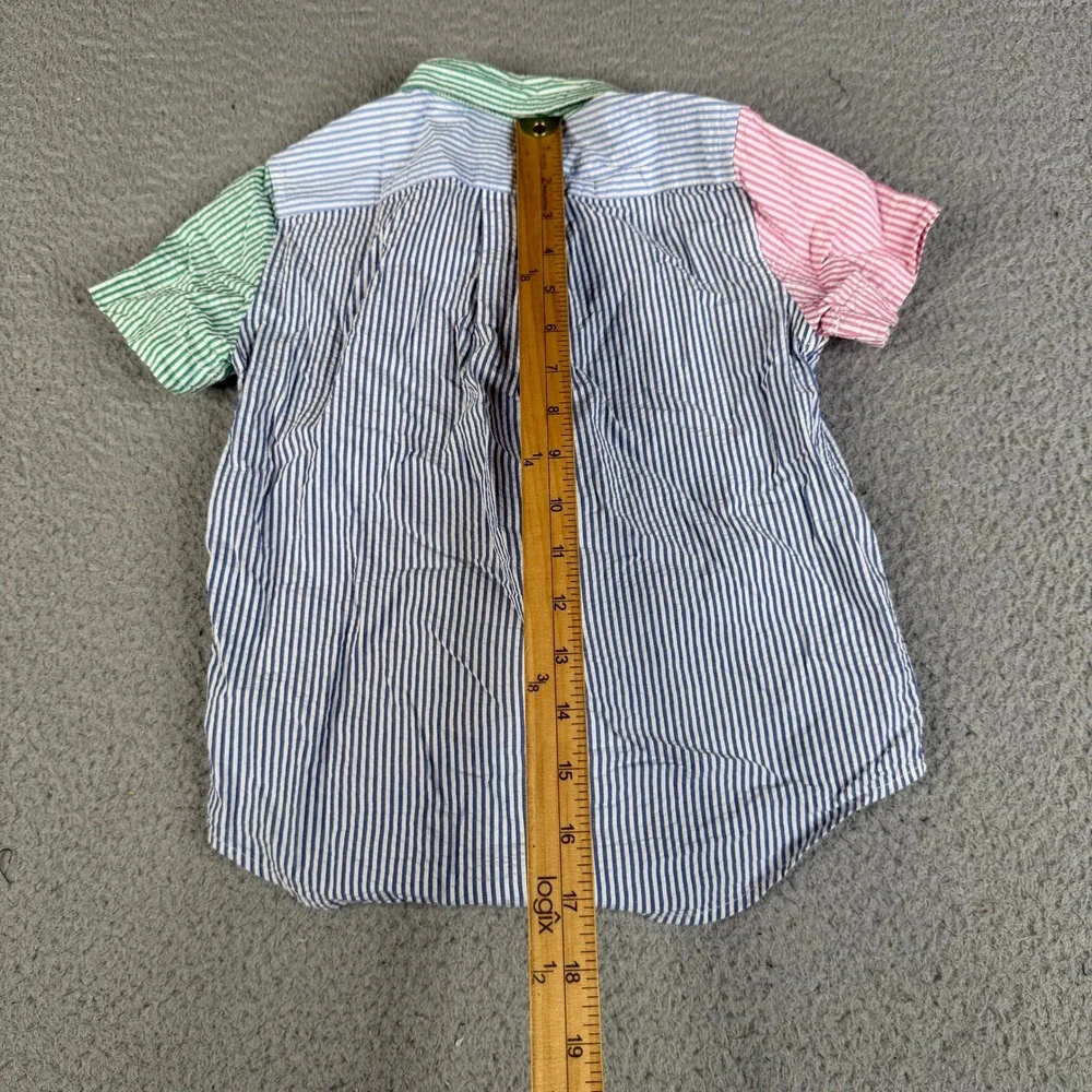 Ralph Lauren Shirt Boys 4/4T Multi Seersucker Button Striped Pony Colorblock